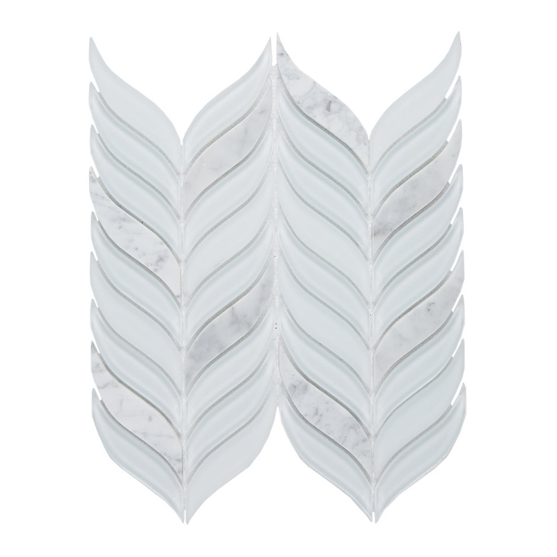 Natural Elements Lace Stone & Glass Mosaic - Leaf - Glossy & Matte