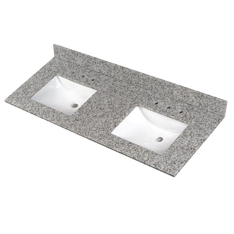Argento Grigio Polished Granite Vanity Top With Built In Sink - 61" X 22"
