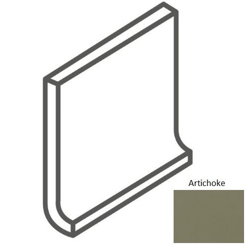 Bright & Matte Artichoke Ceramic Wall Trim - 4 1/4" X 4 1/4" Square Top Cove Base