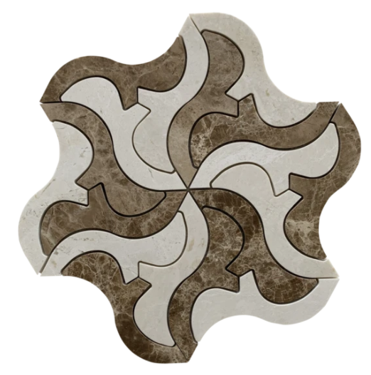 Bottocino & Emperador Light Marble Mosaic - Polypus - Polished