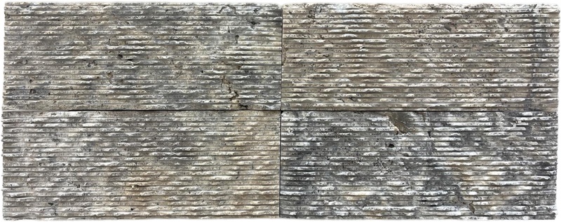 Nordic Silver Travertine Ledger - Grooved - 6" X 16"