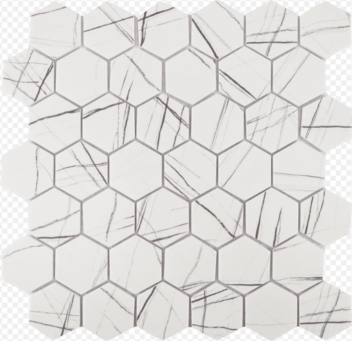 Native Howlite Glass Mosaic - 2" Hexagon - Matte