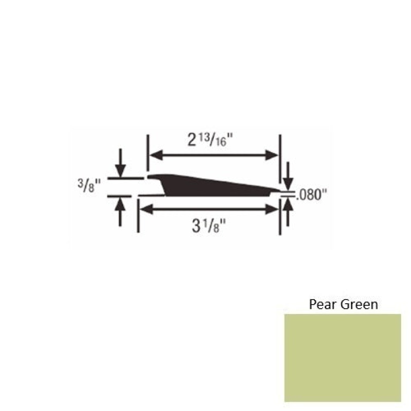 Solid 66 Pear Green Rubber Rolling Traffic Transition - 3 1/8" X 9 Ft (108") X 3/8" - 0.080"