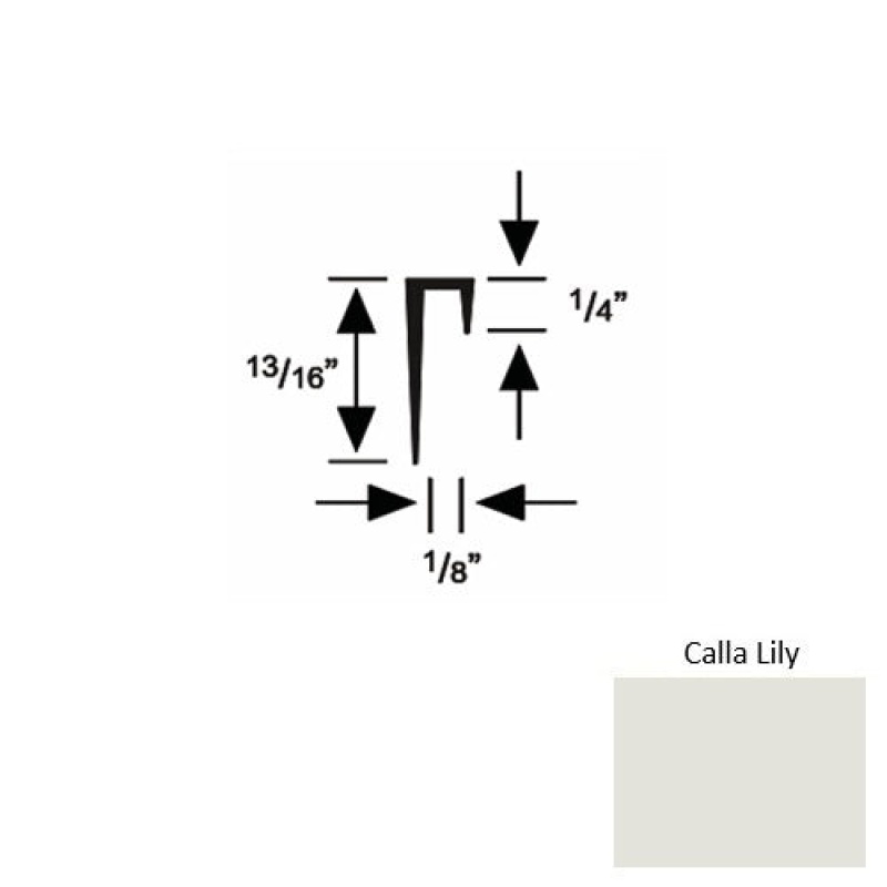 Solid 46 Calla Lily Rubber Cove Cap Square - 1/8" X 9 Ft (108")