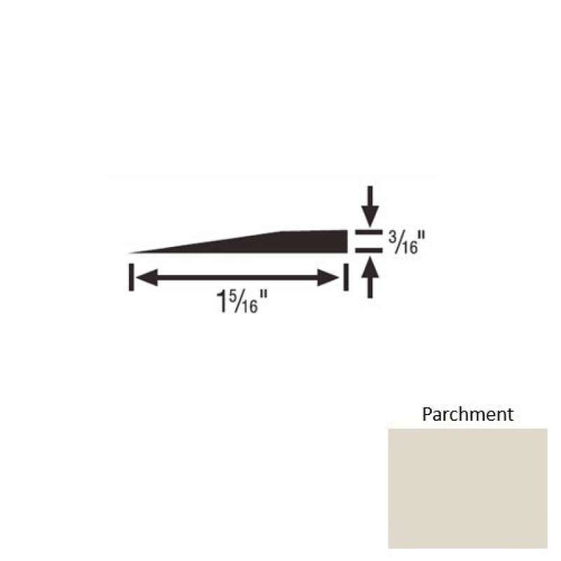 Solid 23 Parchment Rubber Reducer Strip - 1 5/16" X 9 Ft (108") X 3/16"