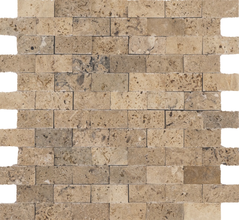 Tuscany Rustic Travertine Mosaic - 1" X 2" - Split Face