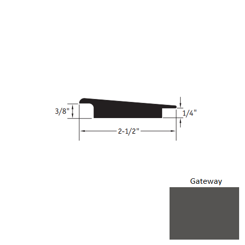 Johnsonite Gateway Vinyl Moulding / Trim - 2 1/2" X 12 Ft (144") X 3/8" - 1/4" Wheeled Traffic Transition - Wheeled Traffic Transition