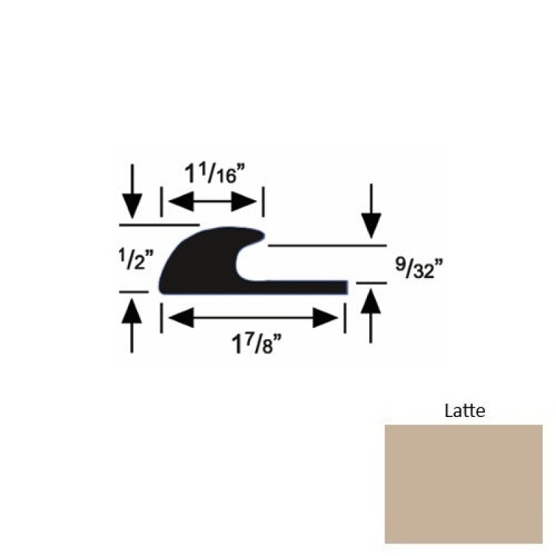 Solid 40 Latte Rubber Carpet Edge Guard - 1 7/8" X 9 Ft (108") X 9/32"