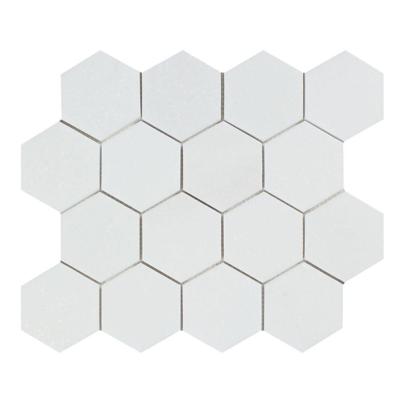 Thassos White Marble Mosaic - 3" Hexagon