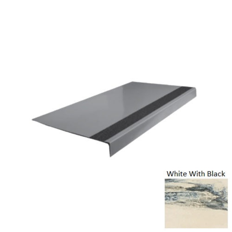 Evolving Styles Creative Elements White With Black Type 170 Distinct Designs Rubber - 12 1/4" X 72" Stair Tread - Smooth