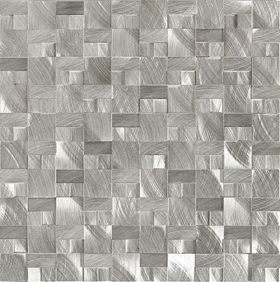 Structure Steel 3D Block Aluminum Mosaic - 1" X 1" Basket Weave - Satin