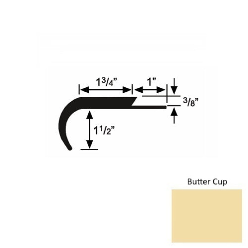 Solid 12 Butter Cup Rubber Single Flange Carpet Stair Nosing