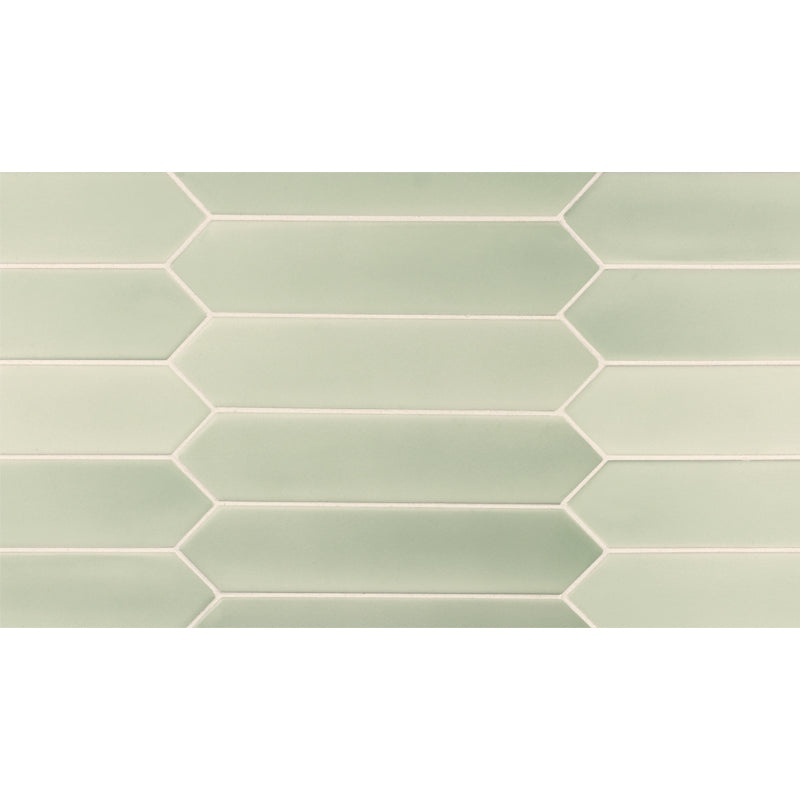 Alfama Pickets Mint Ceramic Tile - Matte - 2" X 10"