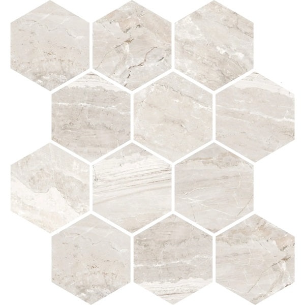 Venatura Bisque Porcelain Mosaic - 3" Hexagon