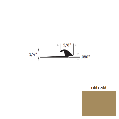 Johnsonite Old Gold Vinyl Moulding / Trim - 5/8" X 12 Ft (144") X .080" - 1/4" Slim Line Transition - Slim Line Transition