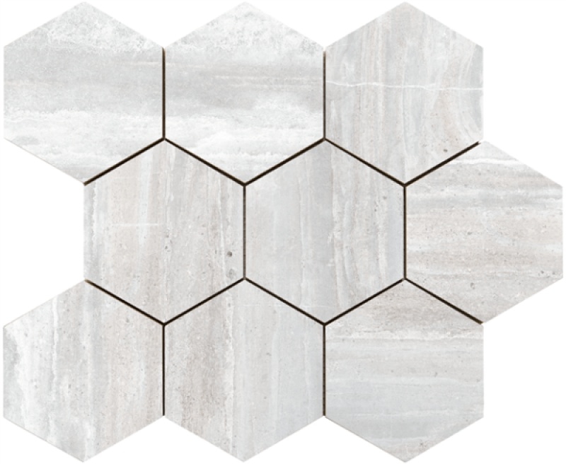 Fossil White Porcelain Mosaic - Hexagon - Natural