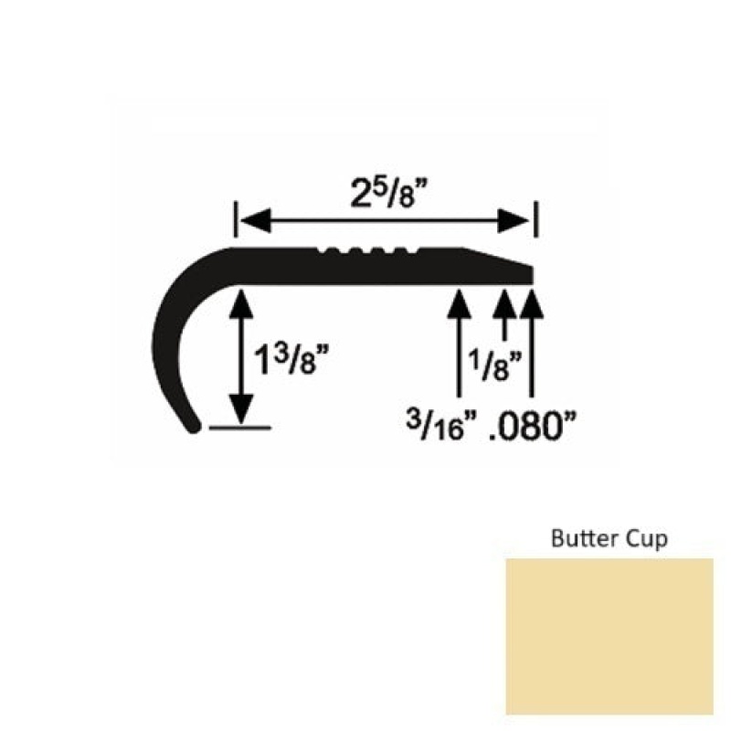 Solid 04 Butter Cup Rubber Residential Stair Nosing (Rd) - 2 5/8" X 9 Ft (108")