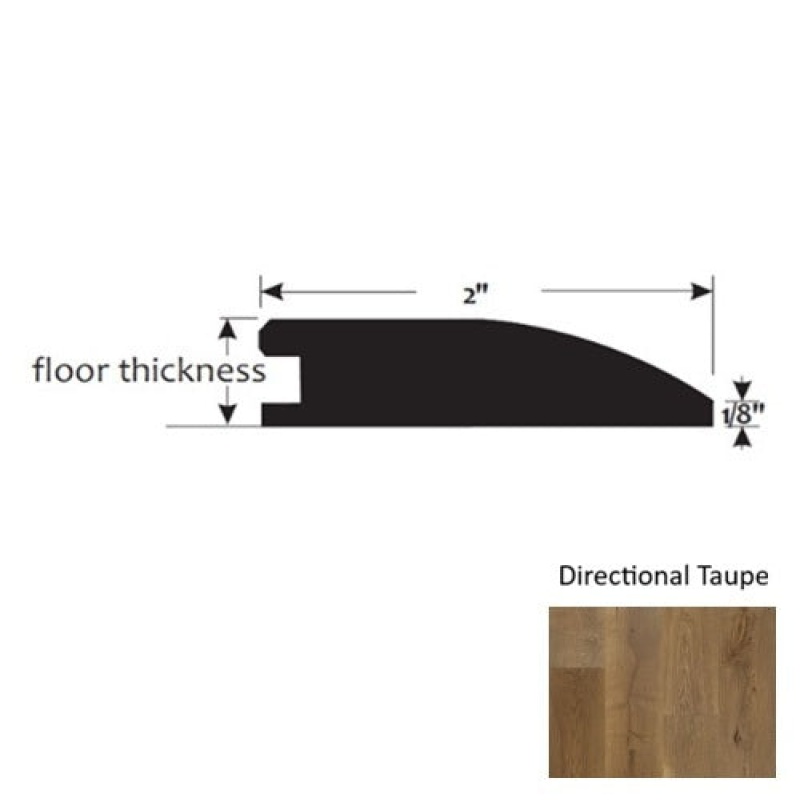 Timberbrushed Platinum Directional Taupe Hardwood Moulding / Trim - 2" X 90" Flush Reducer - Urethane & Aluminum Oxide