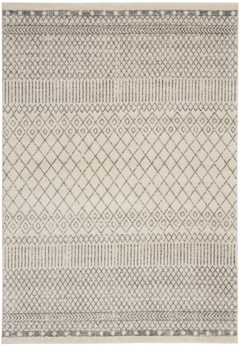 Passion Psn42 Ivory / Grey Polypropylene Bohemian Area Rug - 7 Ft X 10 Ft