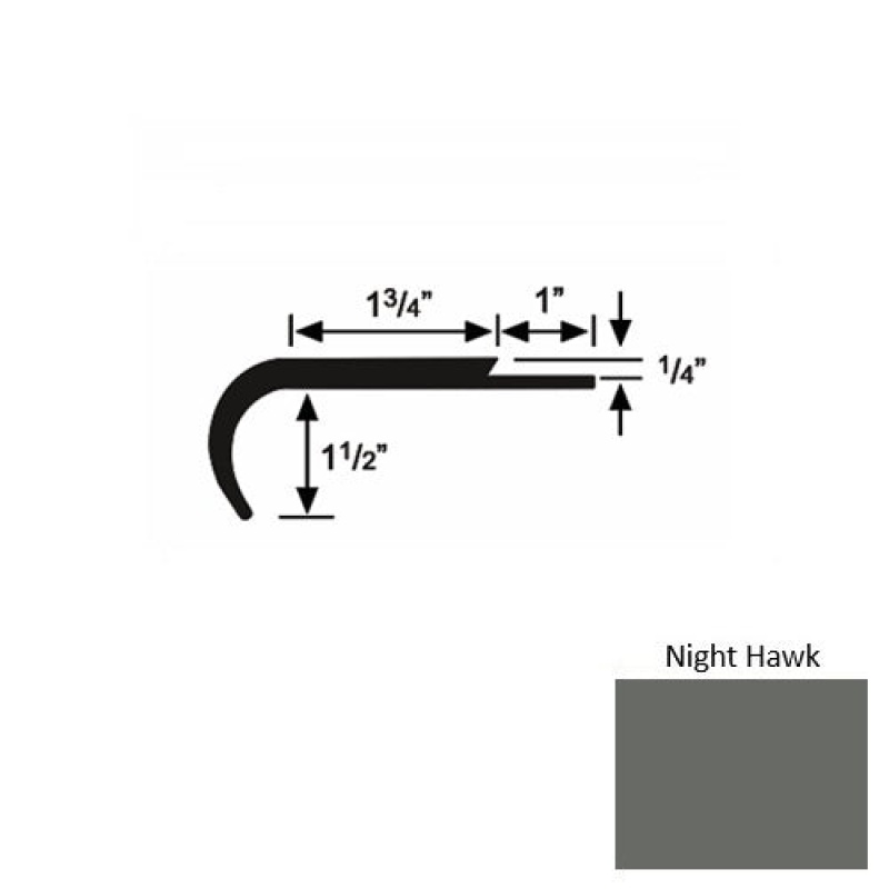 Solid 14 Night Hawk Rubber Single Flange Carpet Stair Nosing