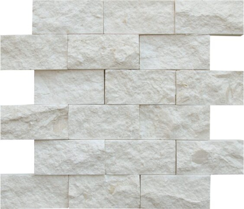 Shell Beach Limestone Mosaic - 2" X 4" - Split Face