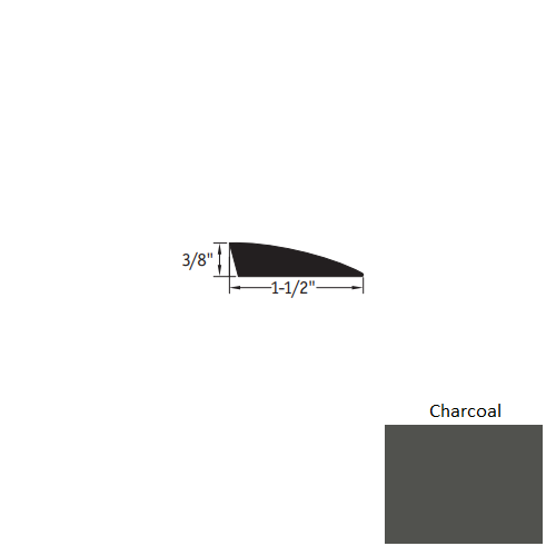 Charcoal Vinyl Carpet Reducer Trim 3/8" x 12 Ft