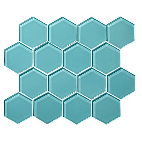 Glass Essentials Azure Glass Mosaic - 3" Hexagon