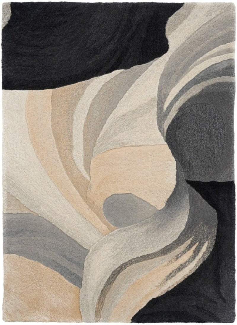 Prismatic Ivory Black Wool Blend Contemporary Area Rug