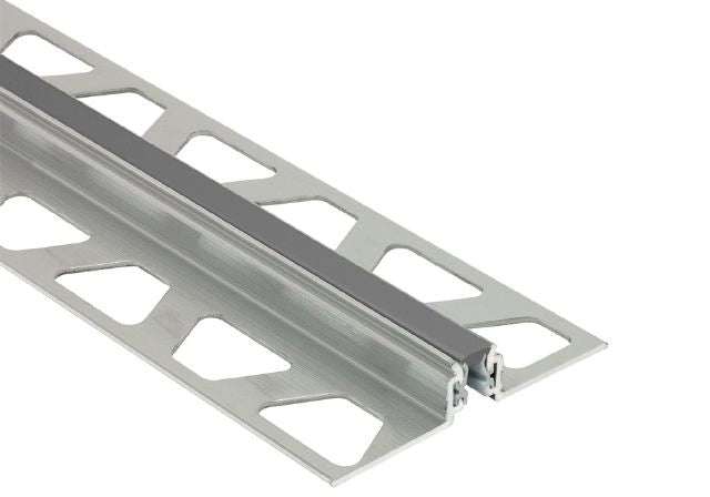 Dilex Akws Pvc And Movement Joint Plastic Metal Tile Edging Trim - Aluminum With Grey Insert