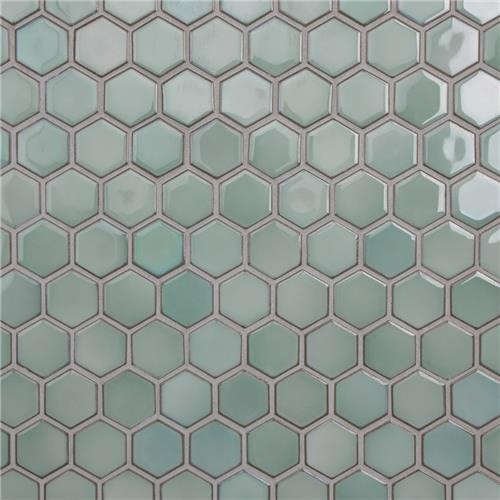 Hudson Due Mint Green Porcelain Mosaic - Hexagon - Glossy