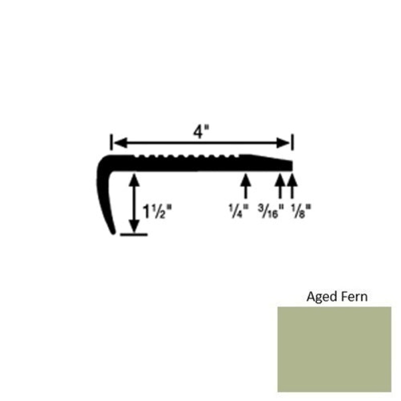 Solid 01 Aged Fern Rubber Commercial Stair Nosing With 2" Abrasive Strip (Sq) - 4" X 9 Ft (108")