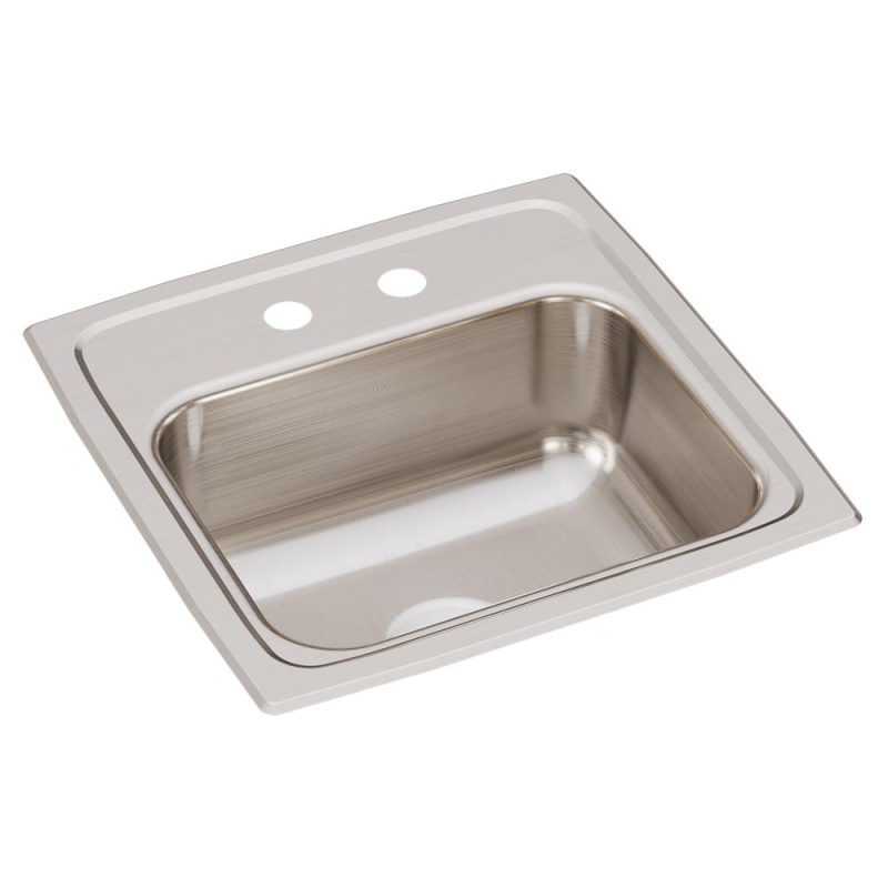Blr15602 Lustertone Classic Stainless Steel Drop In Single Bowl Bar Sink - 15" X 15" X 6 1/8" With 2 Holes - Stainless Steel