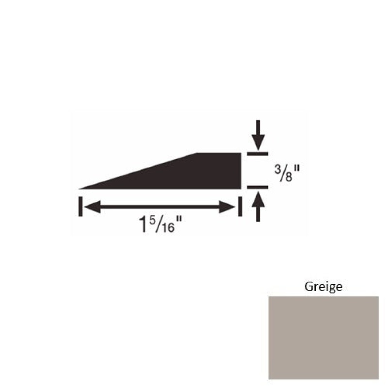 Solid 26 Greige Rubber Reducer Strip - 1 5/16" X 9 Ft (108") X 3/8"