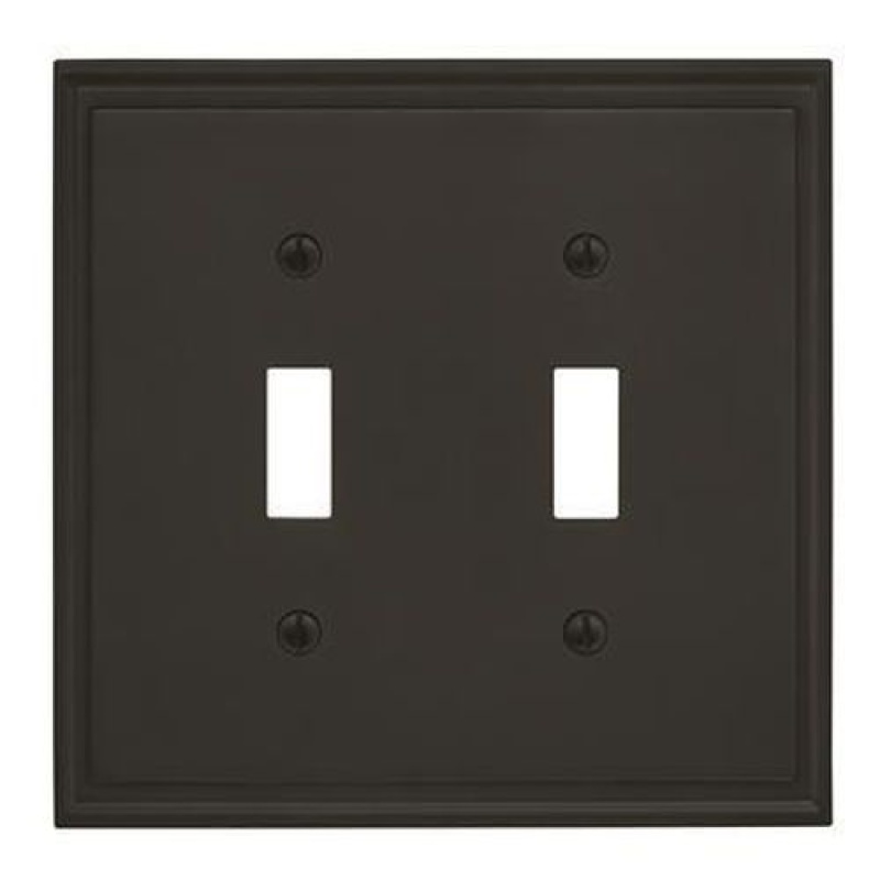 Mulholland Zinc 2 Gang Toggle Switch Wall Plate - Black Bronze - 2-Gang