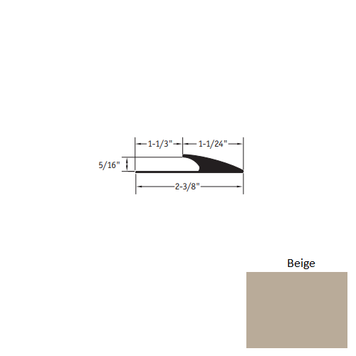 Johnsonite Beige Vinyl Moulding / Trim - 1 1/24" X 12 Ft (144") X 5/16" Edge Guard - Edge Guard