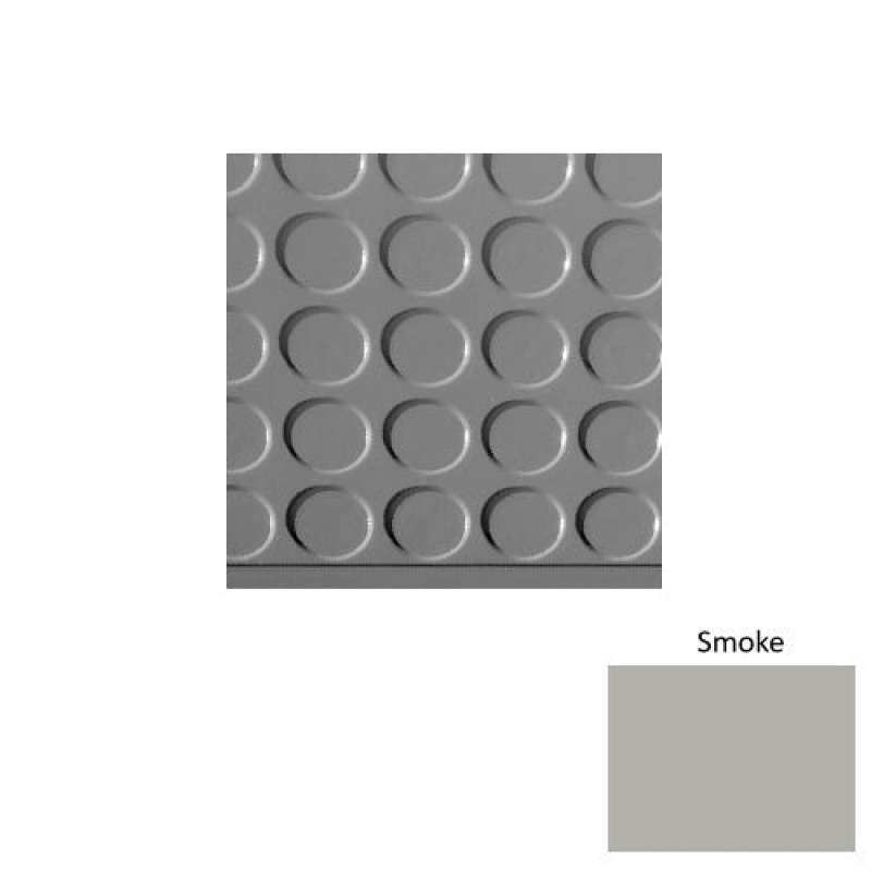 Solid 97 Smoke Vantage Raised Circular Rubber (Sq) With Galley Red Abrasive Strip Stair Tread With Dupont Kevlar - Textured