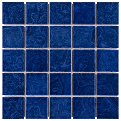 Resort Marine Blue Porcelain Mosaic - 12" x 12" Glossy