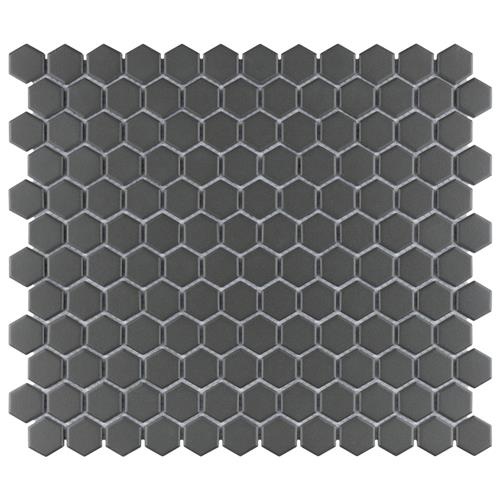 Gotham Black Porcelain Mosaic - 1" Hexagon - Matte
