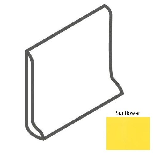 Color Wheel Classic Sunflower Ceramic Wall Trim - 6" X 6" Sanitary Cove Base Slim Foot - Semi Gloss
