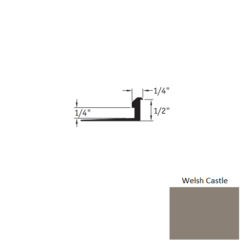 Johnsonite Welsh Castle Vinyl Moulding / Trim - 1/4" X 12 Ft (144") X 1/4" - 1/2" Slim Line Transition - Slim Line Transition