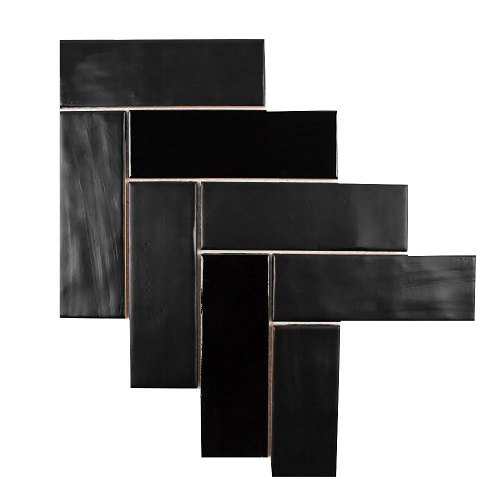 Spec 09 Black Ceramic Mosaic - 2.5" X 8" Herringbone