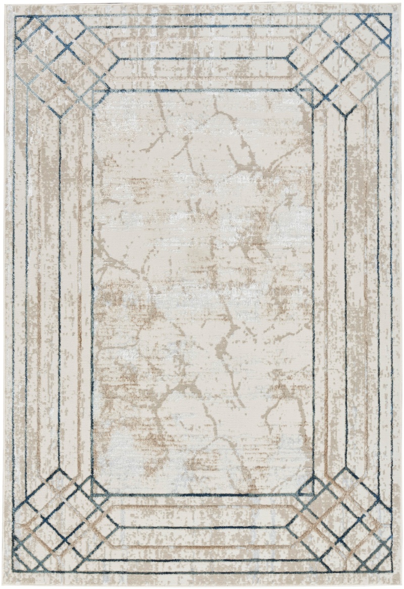Glitz Ivory / Taupe Polyester Mid-Century Modern Area Rug