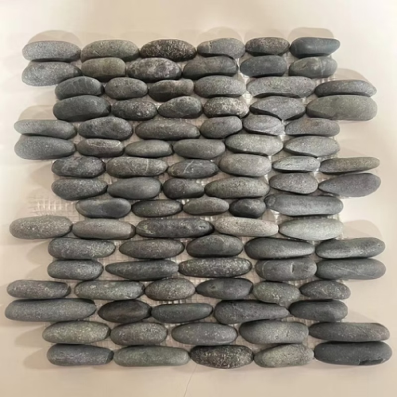 Dark Knight Interlocking Pebble Mosaic - 12" X 12" - Natural