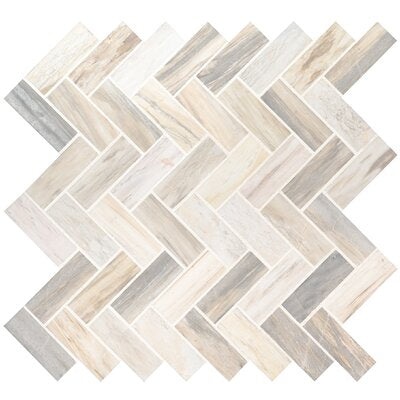 Calacatta Cressa Angora Marble Mosaic - Herringbone - Polished