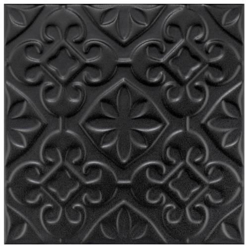 Triplex Valverde Black Ceramic Tile - Glossy - 7 3/4" X 7 3/4"