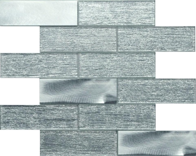 Silversky Silk Interlocking Glass & Metal Mosaic - Brick - Brick