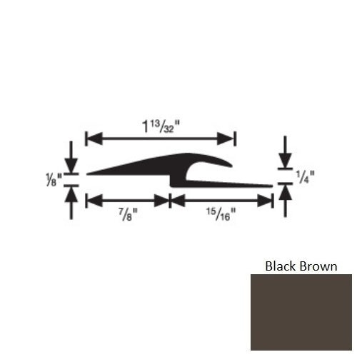 Flextones Black Brown Vinyl 167 Tile And Carpet Joiner - 1/4" X 12 Ft - Thermoplastic