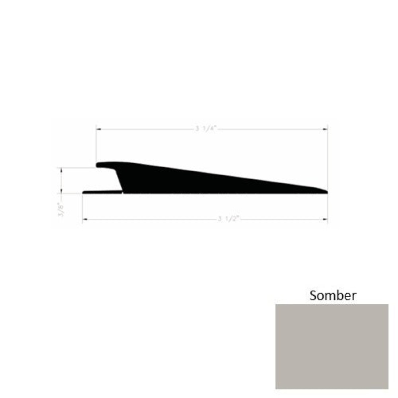 Solid 74 Somber Rubber Rolling Traffic Transition - 3 1/2" X 9 Ft (108") X 3/8"