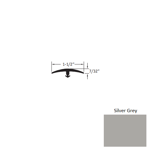 Johnsonite Silver Grey Vinyl Moulding / Trim - 1 1/2" X 12 Ft (144") X 1/4" & 5/16" T Molding - T Molding