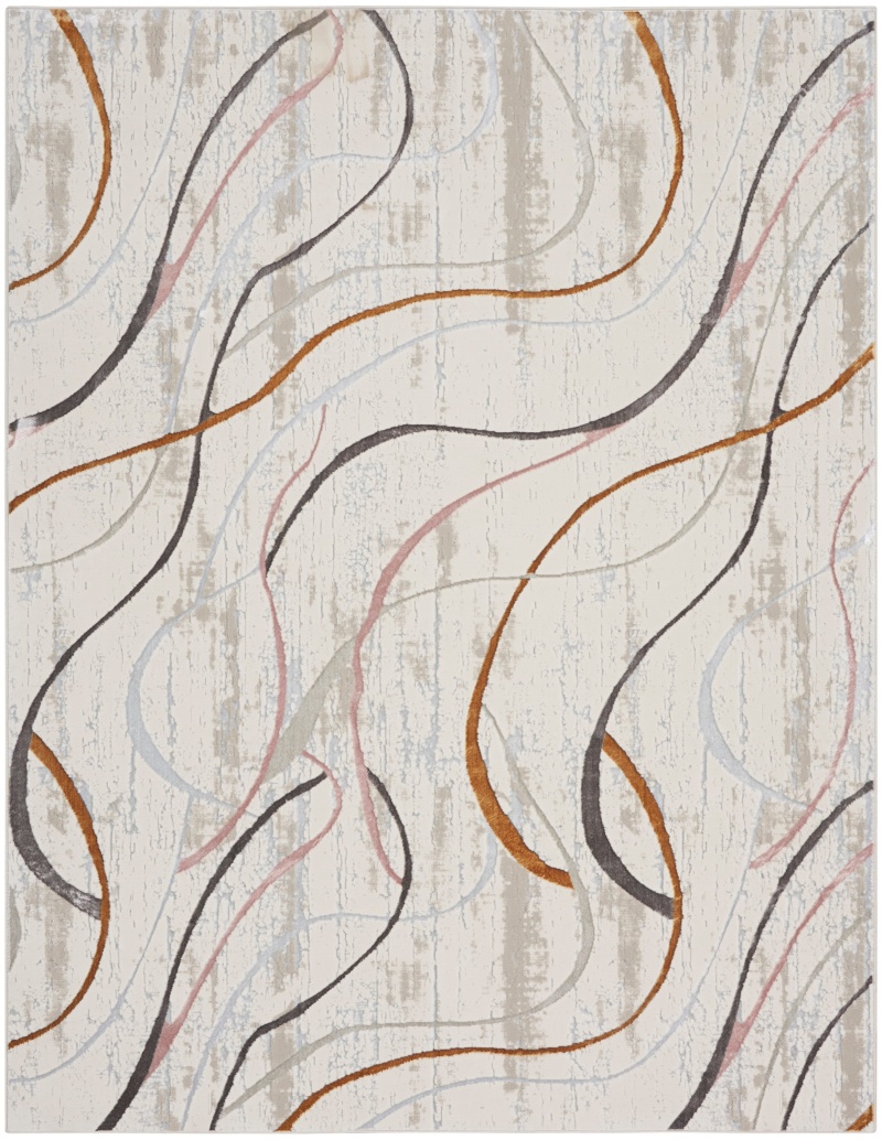 Glitz Ivory / Multi Modern Area Rug 8 Ft x 10 Ft